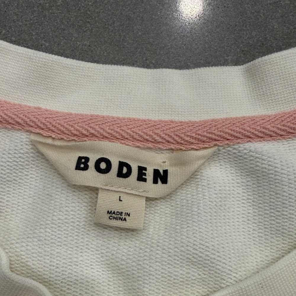 Boden Cream Crochet-Panel Crewneck Sweater - Picture 2 of 5